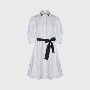 NWT ANNE FONTAINE Roxane Dress White Cotton Poplin Shirt Dress Size 42